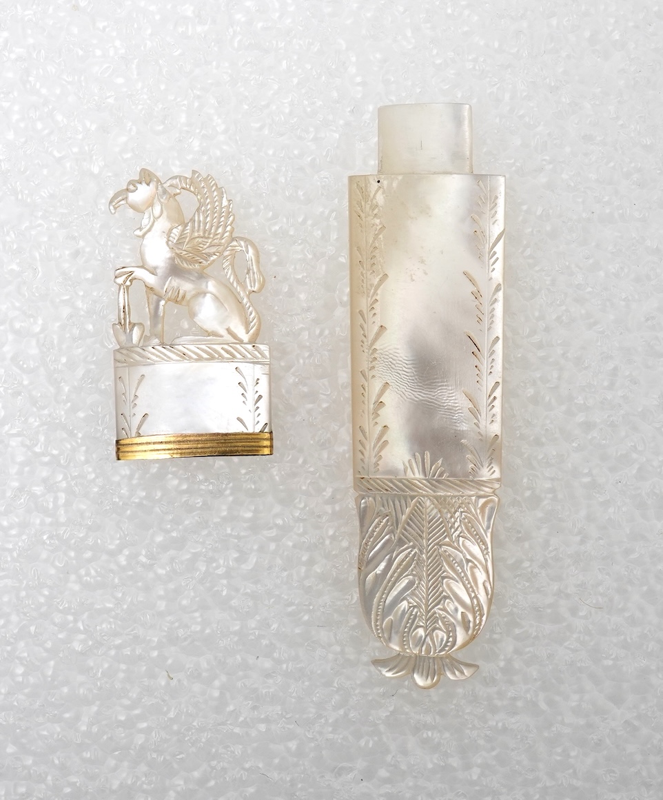 A mother of pearl toothpick holder, late 19th century